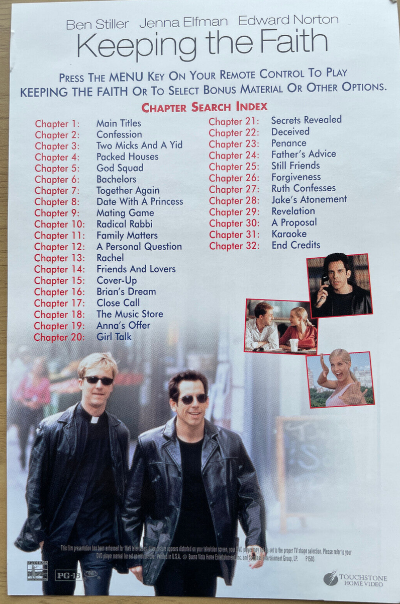 Keeping the Faith (DVD 2000 Touchstone) Ben Stiller, Jenna Elfman