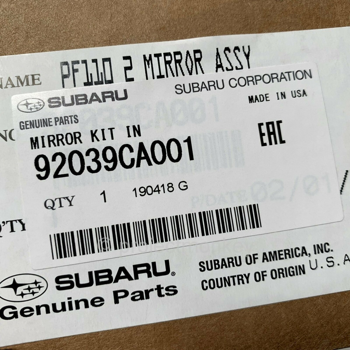 OEM Subaru 92039CA001 13-19 BRZ Frameless Rear View Mirror Genuine