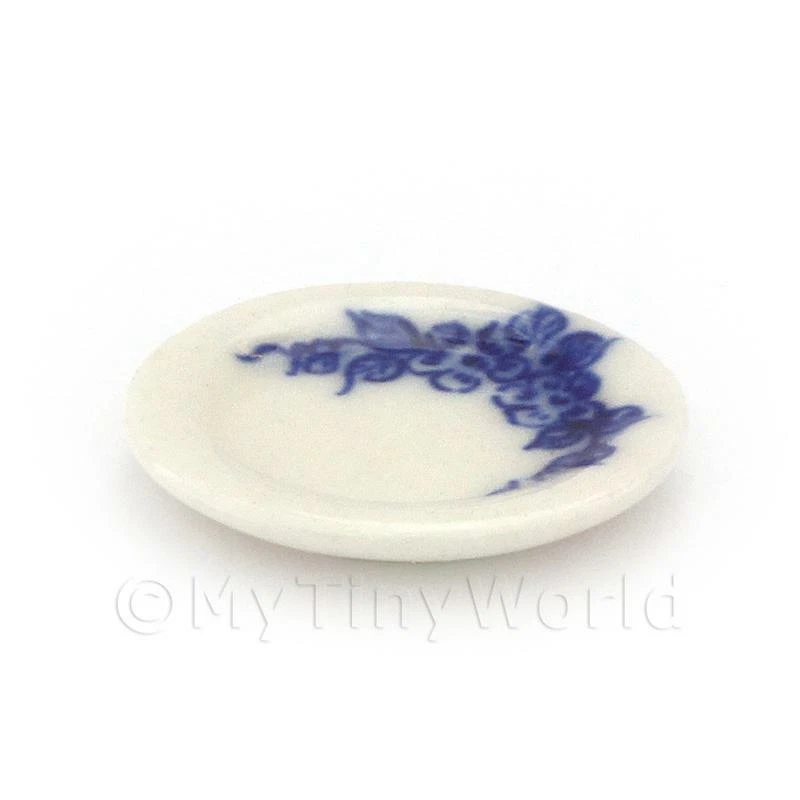 MYTINYWORLD Casa delle bambole miniatura piatto bianco con disegno blu dipinto a mano