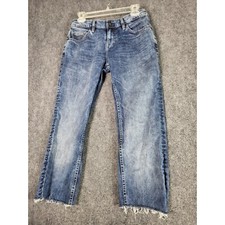 True Religion Rocco Relaxed Skinny Frayed Hem Jeans Acid Wash Women Size 29