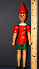 Vintage Mastro Geppetto Pinocchio Doll 10" Italy Handmade Wooden Toy Moves/Joint