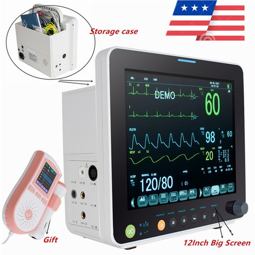 US-Carejoy 12'' Portable Patient Monitor Vital Signs-SPO2,NIBP,ECG,RESP ...