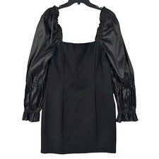 NWT $149 a loves a XL Black Taffeta Slvs Open Back Sheath Mini Dress Party Sexy