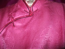 CHINA, S/L PINK SILK BLOUSE, SZ. 0 OR 2, ZHEN LONG LABEL, W/ FROG FASTENERS
