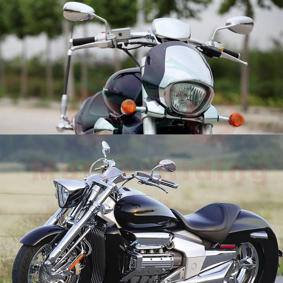 Espejos retrovisores laterales cromados de vástago largo para motocicleta para Honda Kawasaki Suzuki 10MM Foto 4 de 4