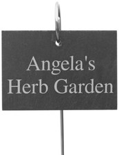 Personalised Outdoor Garden Slate Sign with Metal Stake Hanger - 13x10cm
