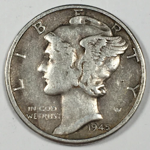1945 Mercury Dime - Extremely Fine (XF) KM#140 - 90% Silver - 6439