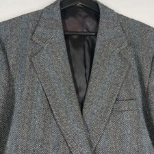 Imperial By Haggar Men s 100 Wool Black Herringbone Blazer Sport Coat - Size 44