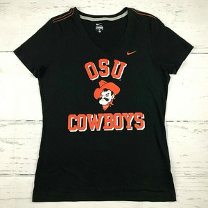 Nike Osu Cowboys Pistol Pete Womens L Black Orange Vneck Short