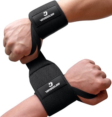 VINSGUIR Elastic Wrist Straps for Weightlifting and Working One Size, Black 