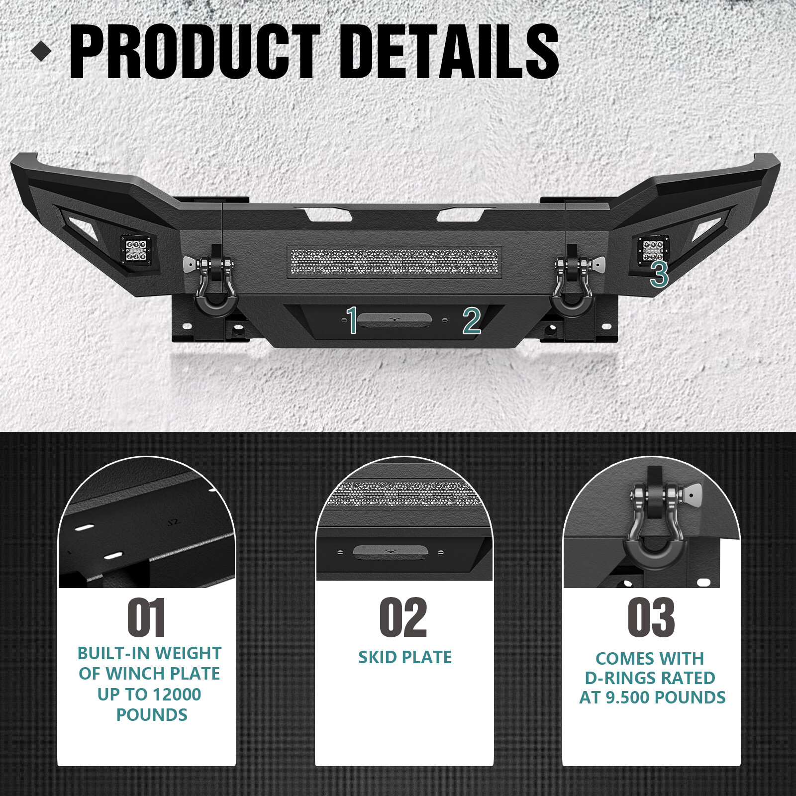 Front /Rear Bumper For 2019-2024 Dodge Ram 2500 3500 W/ LED Lights & D-rings