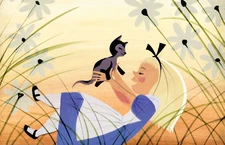 Disney Mary Blair Alice in Wonderland with her Cat Poster 11x17 Glossy