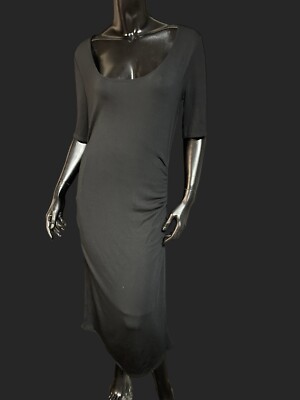 rebecca taylor ruched midi dress Rebecca Taylor $225 Ruched U Dress Midi Dress Size XL NWT Color 001BLK  GORGEOUS