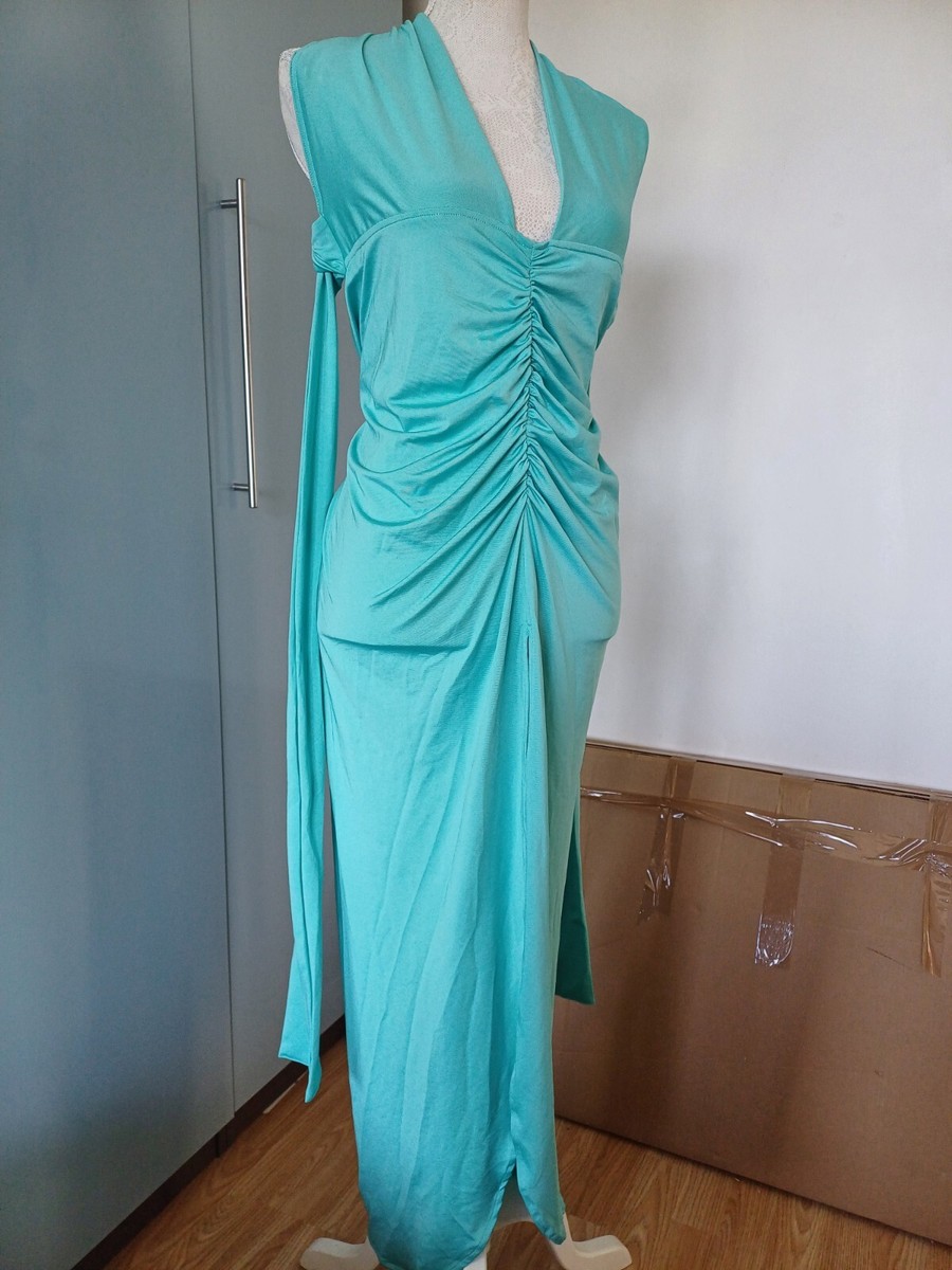 Oh Polly Turquoise Blue/green Ruched Plunge Midaxi Dress Size 18 | eBay Oh Polly Turquoise Blue/green Ruched Plunge Midaxi Dress Size 18 | eBay