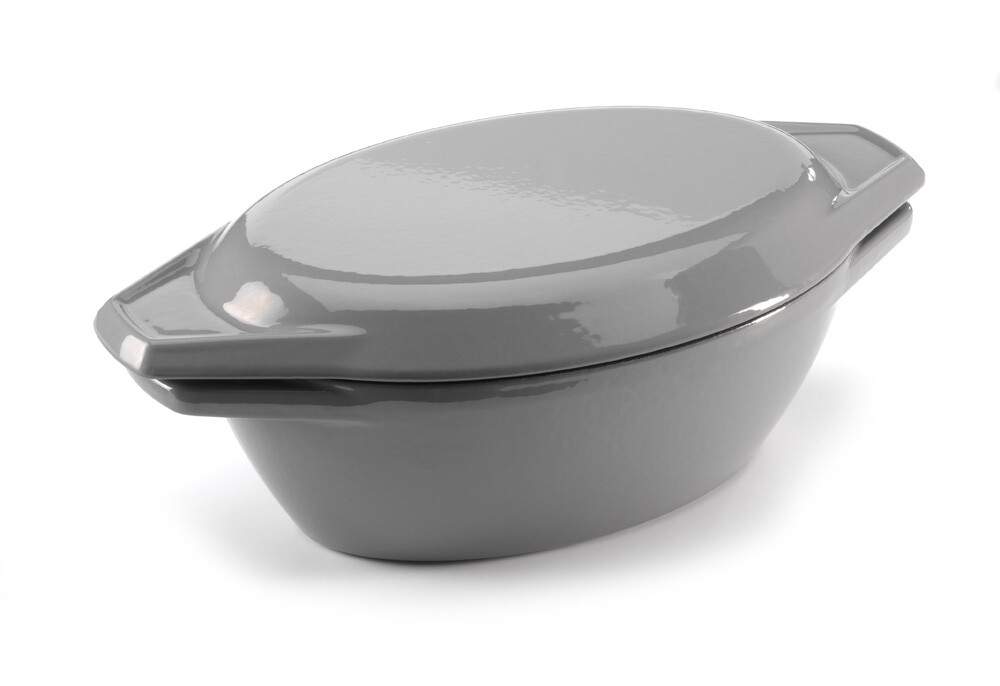 27cm Samuel Groves Enamelled Cast Iron Oval Covered Casserole Dish With Lid