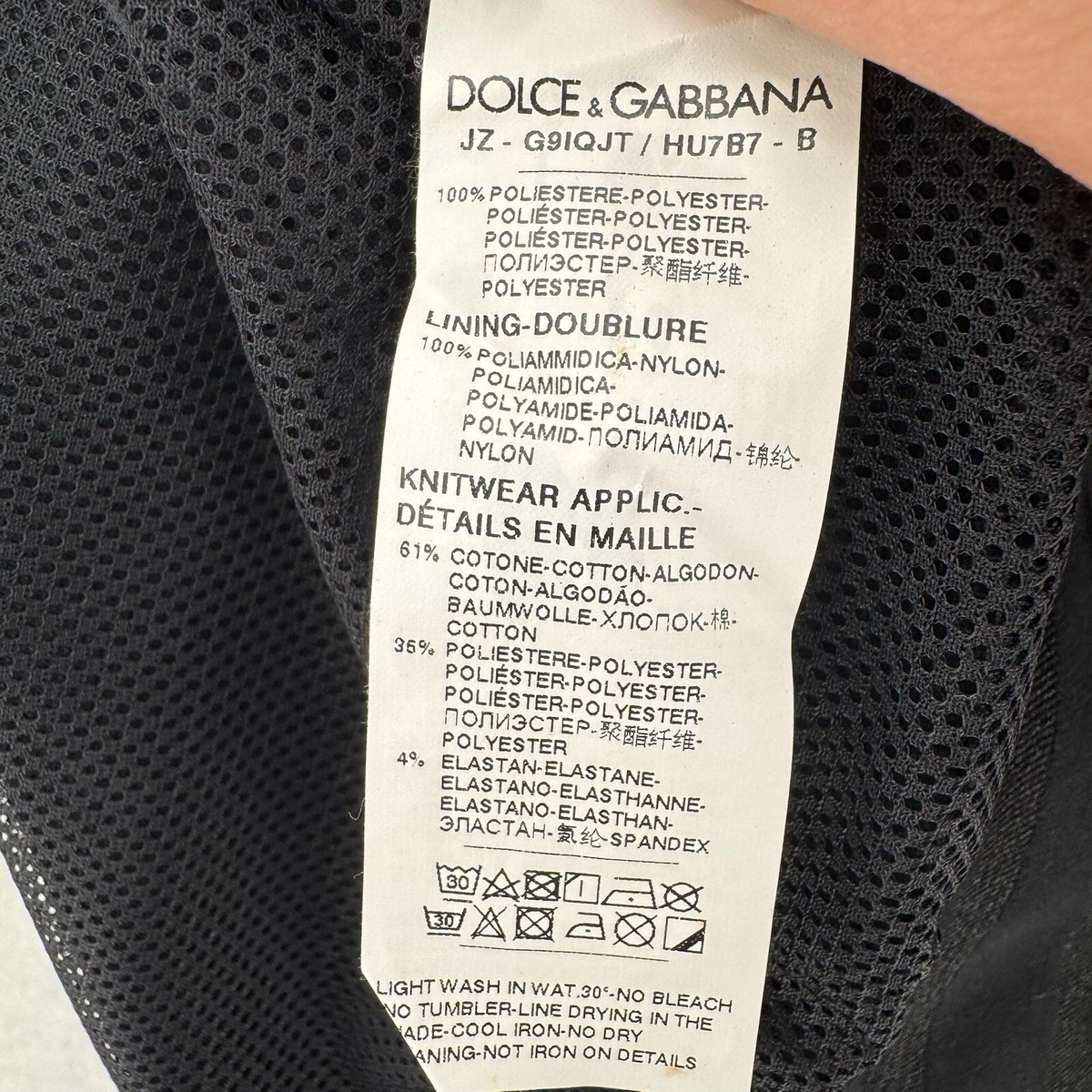 Dolce Gabbana Track Jacket Black Logo Plaque Black Size 48 M Slim