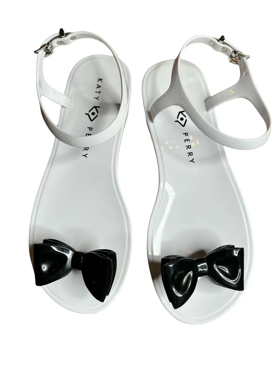 Katy Perry white and black bow sandals size 7