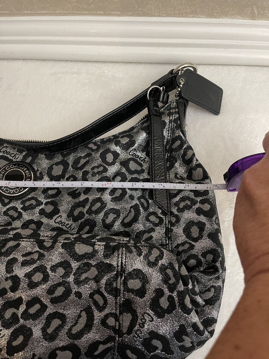 Coach Leopard Ocelot Metallic Hobo Handbag 14302 Black Coach Leopard Ocelot Metallic Hobo Handbag 14302 Black