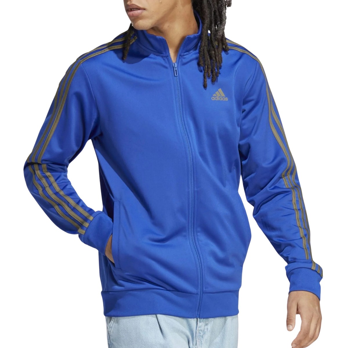 ADIDAS 3-Stripe Tricot Track Jacket sz S Small Semi Lucid Blue