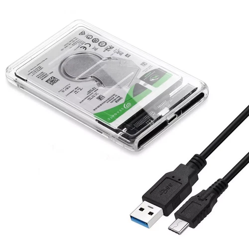 USB-C Transparent SATA External HDD SDD Hard Drive 2.5 inch USB 3.1 Enclosure