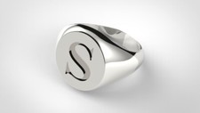 Heavy Solid Sterling Silver Oval Unisex Signet Ring With One Initial Size E To L