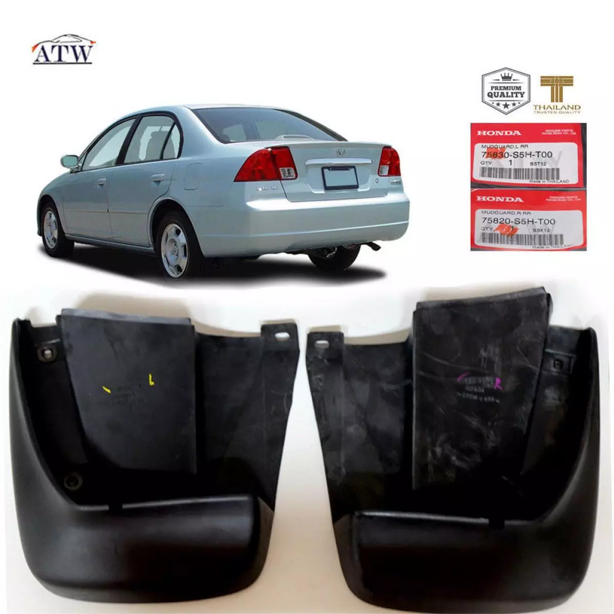Fit 2001 2005 Honda Civic Sedan Mud Flaps Guard Splash Guard Rear