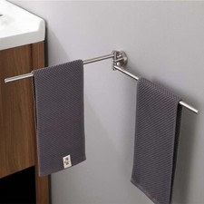 Black/Nickel Brushed Swivel Towel Rack Wall Mounted 2 Arms SUS304 Towel Bar