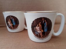 President Lyndon B. Johnson and his family photo on tea cup mug set of 2 MCM