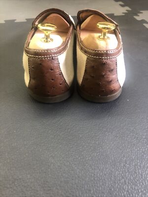 Prada Loafers Shoe Sz 7 UK/8 US Brown Full Ostrich Authentic* Prada Ostrich on Canvas Mens Loafers Size 8 Brown  main image 4