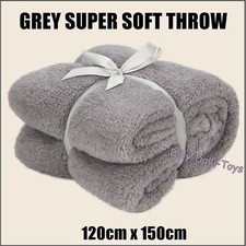 Grey Neutral Throw Blanket Fleece Cosy Super Soft Fluffy Blanket Throwover NEW