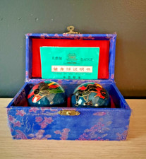 Vintage Chinese Health Baoding Health Meditation Balls Pheonix Cloisonne Dragon