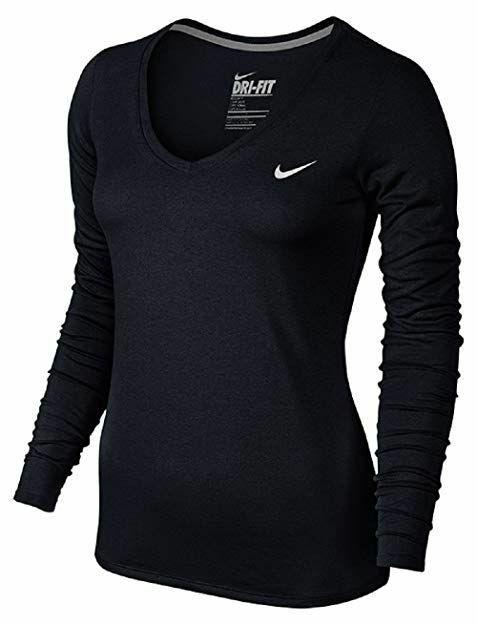 Nike V-neck Legend Long-sleeve Top Womens Style Shirt Black XS 683640  010
