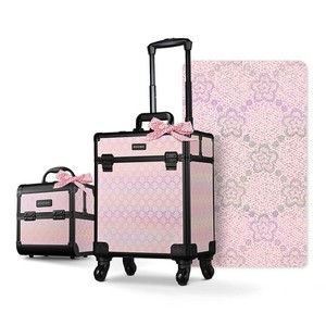 Byootique 2-Piece Makeup Train Case Cosmetic Organizer Kit Blush ForgetMeNot