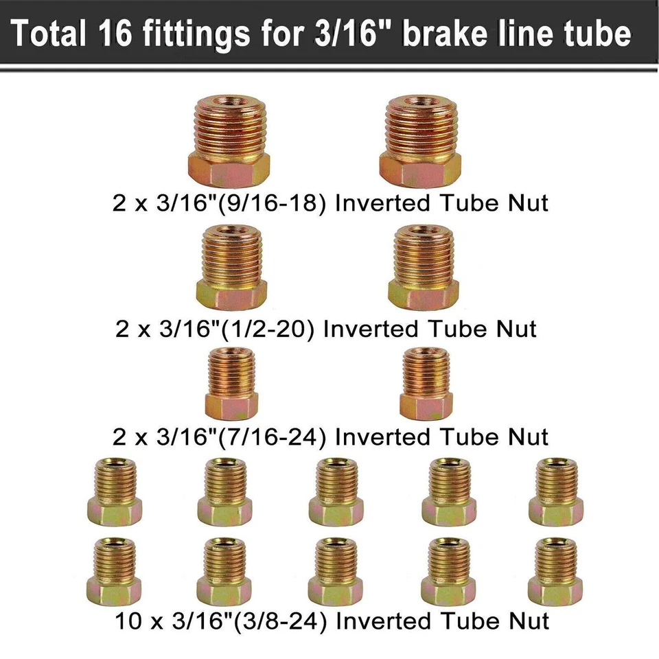 2 x Kit de tubería de línea de freno de níquel de cobre 3/16 OD 25 PIES rollo de bobina montaje de todos los tamaños Foto 4 de 4