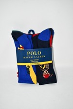 Polo Ralph Lauren Society Bear Socks 6-Pack in Multi 821112PK3 NWT