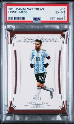 2018 PANINI NATIONAL TREASURES [#8/50] LIONEL MESSI PSA 6