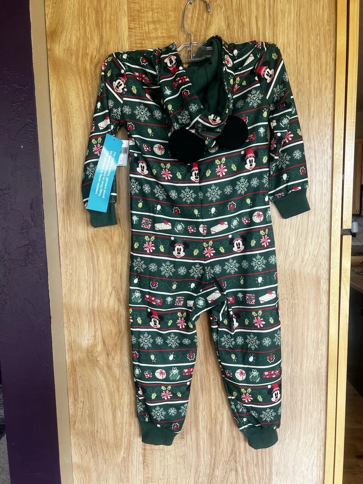 Pijama de una pieza de Navidad Mickey de los parques de Disney con capucha orejas de Mickey juvenil talla 4 XS Foto 3 de 3