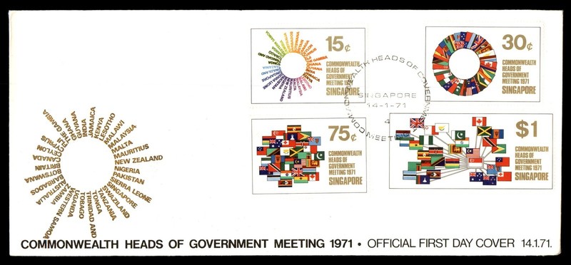 Mayfairstamps Singapore FDC 1971 Flags Commonwealth Heads of Govt Meeting First