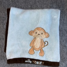 Just One You Carter s Blue Silly Monkey Brown Baby Blanket Lovey Security 40x30