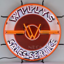 Willys Sales And Service Neon Sign Wall Mount Orange Neonetics 24 5jeepw
