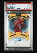 2024 Panini Eminence Tyrese Maxey Gold /5 On-card Auto PSA 9 Pop 1 No PSA 10