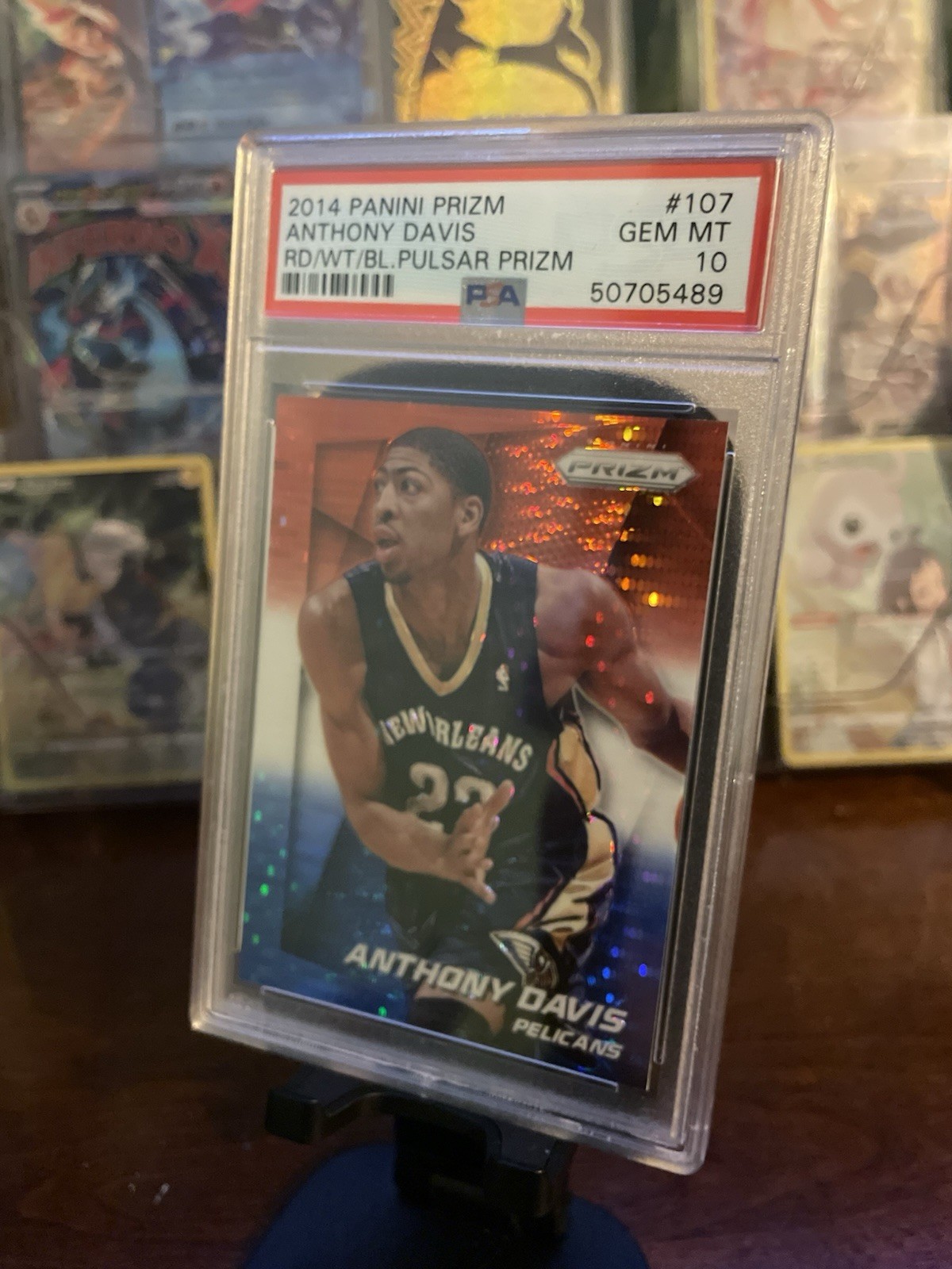 2014 Panini Prizm Red White Blue Pulsar #107 Anthony Davis Gem Mint PSA 10