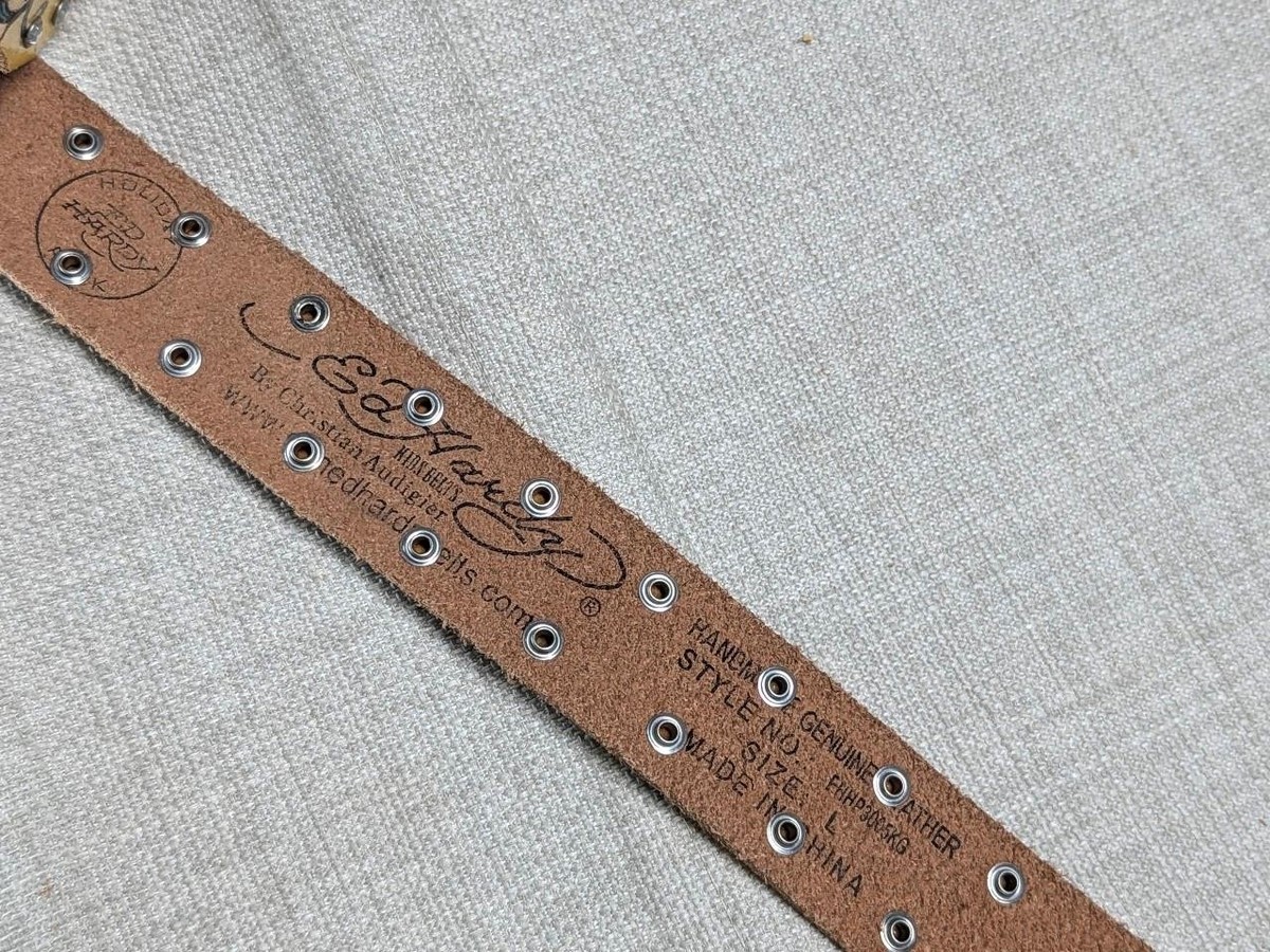 vintage Y2K rhinestone ED HARDY buckle belt 28 leather WESTERN
