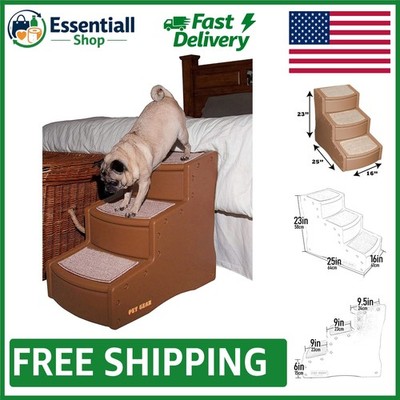 Washable Carpet Tread Pet Stairs, 3 Steps for Pets Up to 150lbs - Safe & Easy