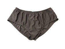 24W Brown High Waisted Nylon Swim Bottom Plus Made In USA Retro Vintage