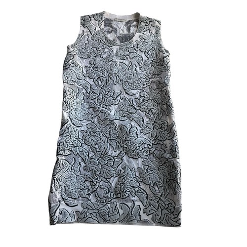 Balenciaga, Balenciaga Knit Rubberized Sweater Mini Dress Tunic White Black Size Small