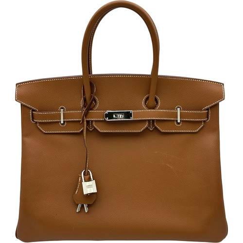 HERMES Birkin 35 Gold Epsom Leather Handbag M Stamp #OKB5855