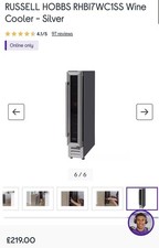 Russell Hobbs RHBI7WC1SS 7 Bottle Slim Wine Cooler Silver RRP £219