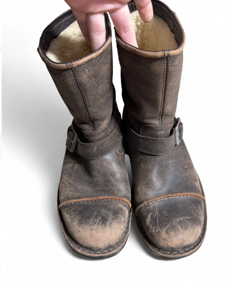 UGG Australia Rockville II 棕色皮革防水摩托车靴 尺码:10 — 第 3/4 张图片