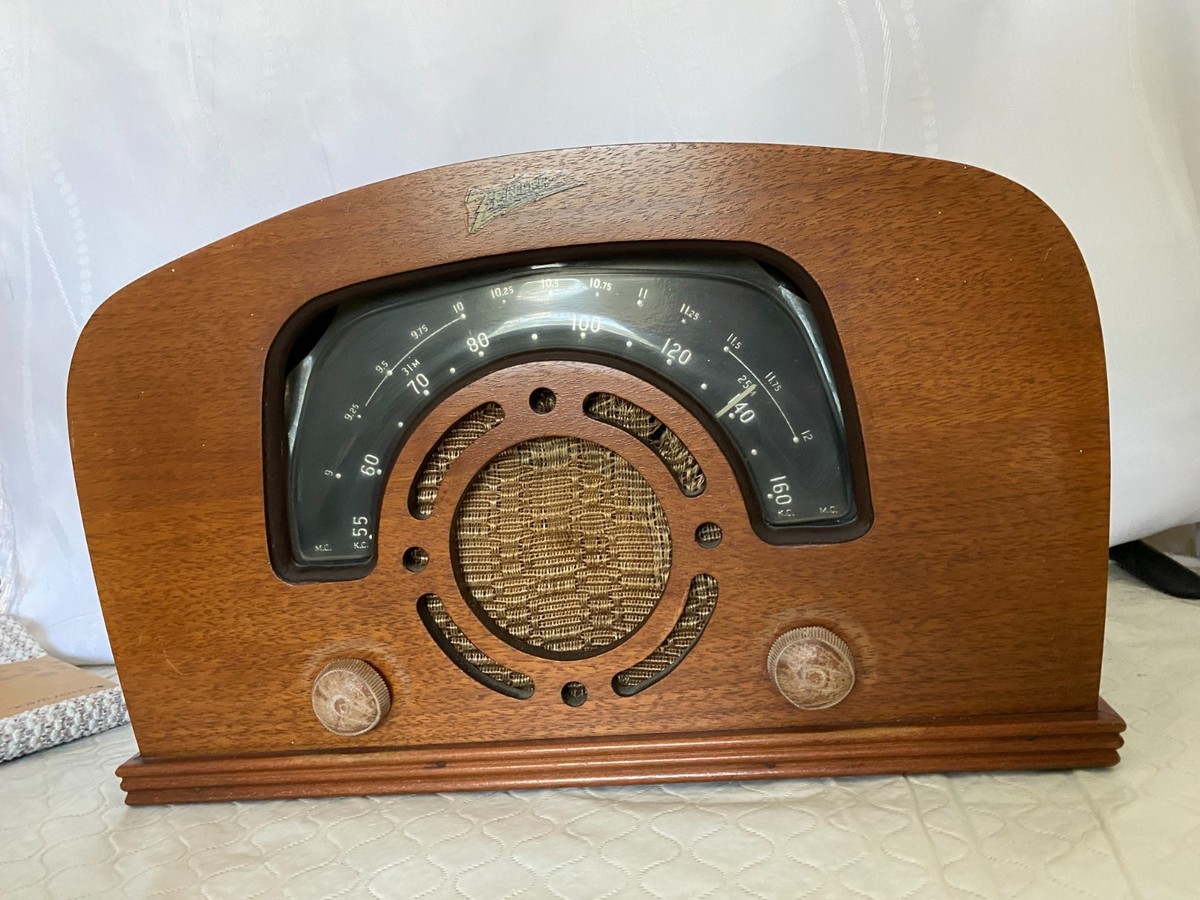 1942 Zenith 6D2620 AM/SW Walnut Boomerang Dial Radio | eBay